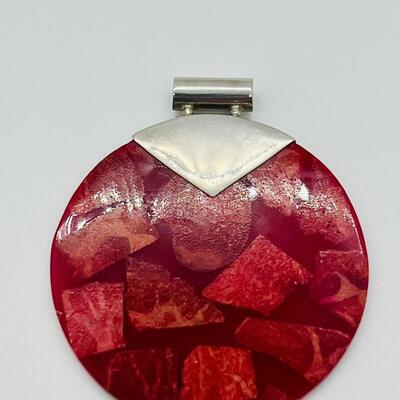 Lot 128: 925 Sterling & Rusty Red Pendant