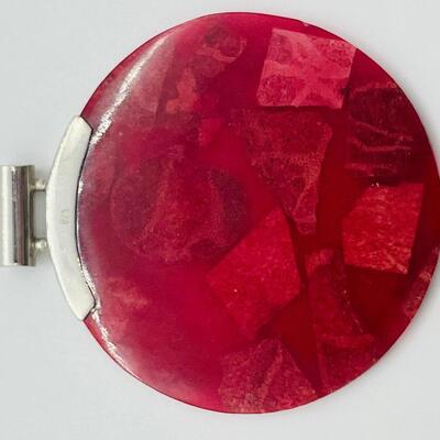 Lot 128: 925 Sterling & Rusty Red Pendant