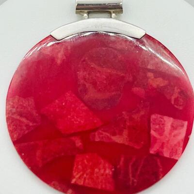 Lot 128: 925 Sterling & Rusty Red Pendant