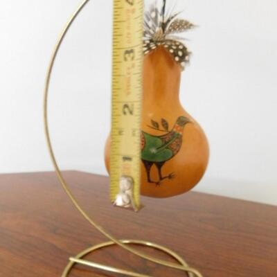 Hand Painted Gourd Art on Wire Stand by Moki