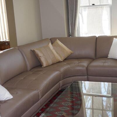 LEATHER SOFA SECTIONAL BEIGE COLOR