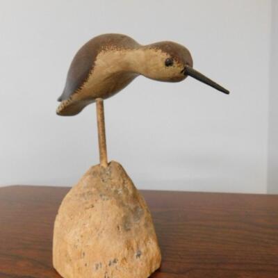 Hand Carved Sand Piper Shore Bird Signed by Artist Jim Slack Prone