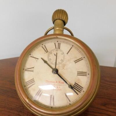 Heavy Brass Case Oversized Mantle 'Pocket Watch' Thomas and Ross Battery Operated
