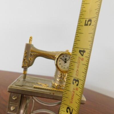 Platinum Miniature Clock 'Antique Sewing Machine'