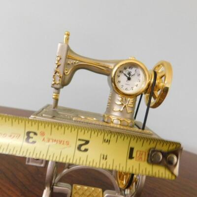 Platinum Miniature Clock 'Antique Sewing Machine'