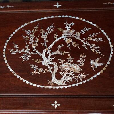 CHINESE STYLE NESTING TABLES WITH MOTHER OF PEARL INLAY