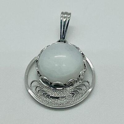 Lot 133: Sterling Moonstone Pendant & Crystal Pendant