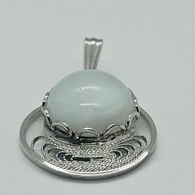 Lot 133: Sterling Moonstone Pendant & Crystal Pendant