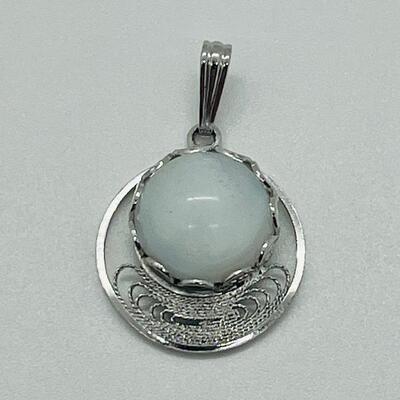 Lot 133: Sterling Moonstone Pendant & Crystal Pendant