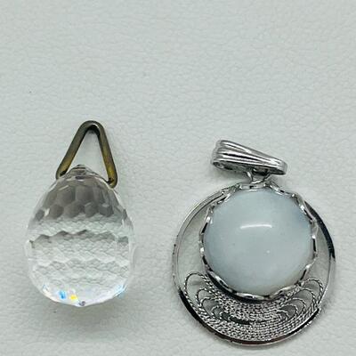 Lot 133: Sterling Moonstone Pendant & Crystal Pendant