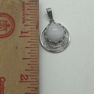 Lot 133: Sterling Moonstone Pendant & Crystal Pendant