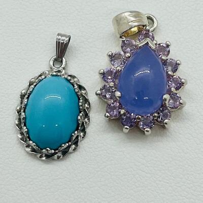 Lot 134: Two Sterling & Gemstone Pendants
