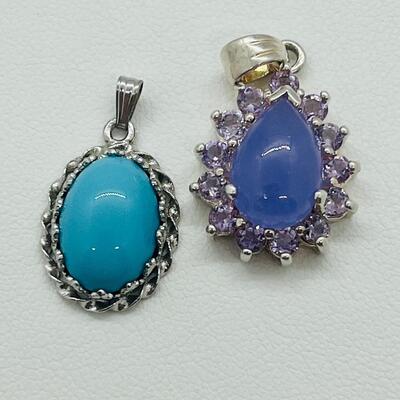 Lot 134: Two Sterling & Gemstone Pendants