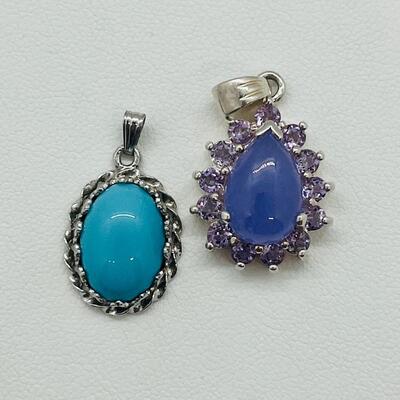 Lot 134: Two Sterling & Gemstone Pendants