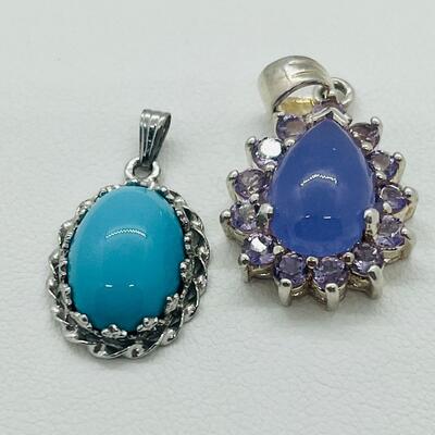 Lot 134: Two Sterling & Gemstone Pendants