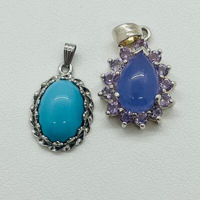 Lot 134: Two Sterling & Gemstone Pendants