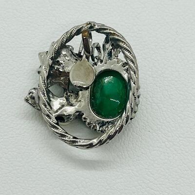 Lot 138: Jade, Pearl & Garnet in 925 Pendant