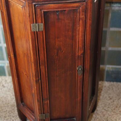 SMALL ASIAN STYLE ACCENT CABINET HEXAGON TOP