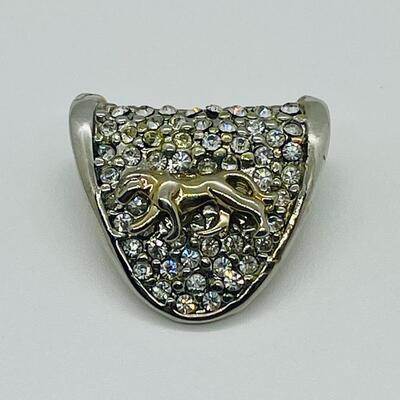 Lot 139: Silvertone Slider Pendant Covered in CZ's with Goldtone Panther