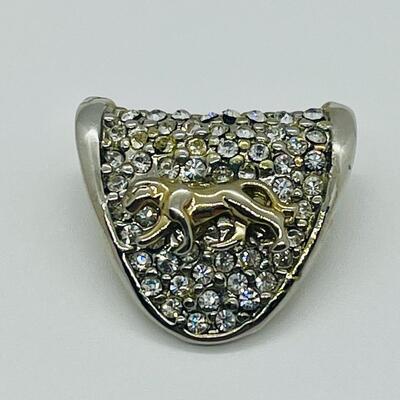 Lot 139: Silvertone Slider Pendant Covered in CZ's with Goldtone Panther