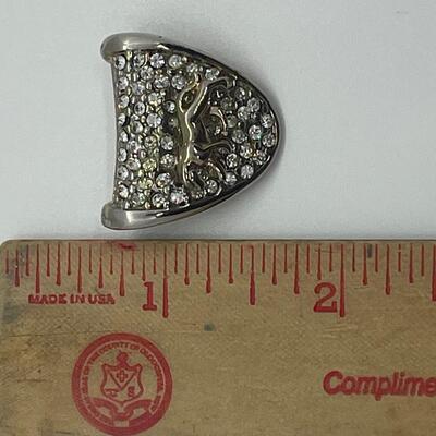 Lot 139: Silvertone Slider Pendant Covered in CZ's with Goldtone Panther