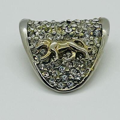 Lot 139: Silvertone Slider Pendant Covered in CZ's with Goldtone Panther