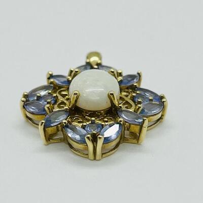 Lot 142: 10k STS Opal & Tanzanite in Yellow Gold Pendant