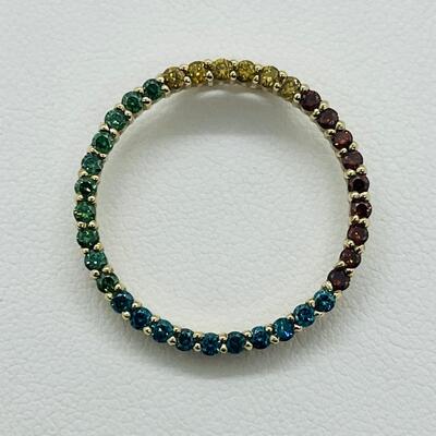 Lot 145: 14k Gold Rainbow Diamond Circle of life Pendant