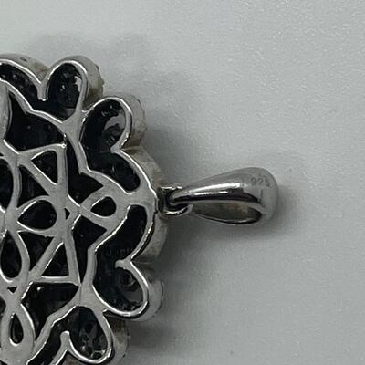 Lot 157: White & Blue Diamonds Set into Silver Pendant 925 SJ