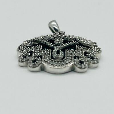 Lot 157: White & Blue Diamonds Set into Silver Pendant 925 SJ