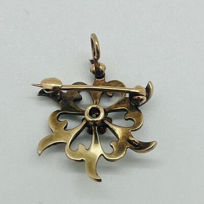 Lot 160: 10k Antique Diamond Brooch Pendant & 10k Charm/Pendant