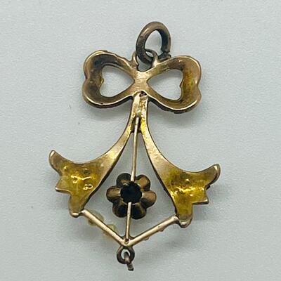 Lot 160: 10k Antique Diamond Brooch Pendant & 10k Charm/Pendant