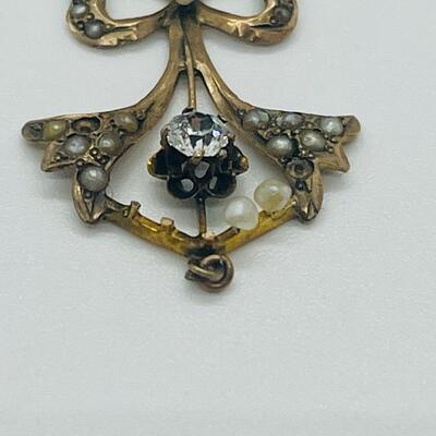 Lot 160: 10k Antique Diamond Brooch Pendant & 10k Charm/Pendant