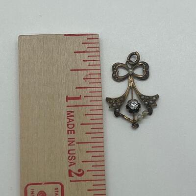 Lot 160: 10k Antique Diamond Brooch Pendant & 10k Charm/Pendant