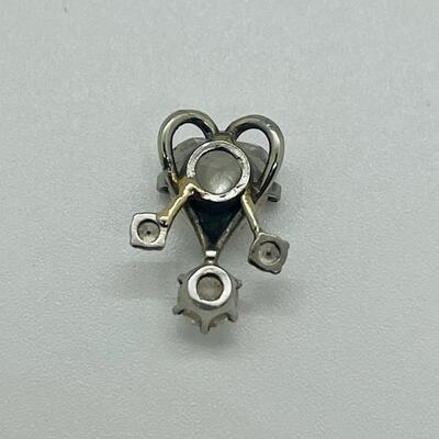 Lot 162: White Sapphire Heart with 3 Diamonds Below, Set in 14k White Gold