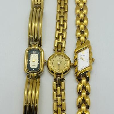 Lot 165 Diane Von Furstenberg, Bulova & Seiko Goldtone Quartz Watches - All Need Batteries