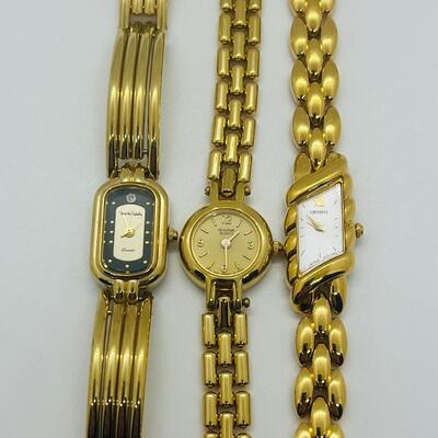 Lot 165 Diane Von Furstenberg, Bulova & Seiko Goldtone Quartz Watches - All Need Batteries