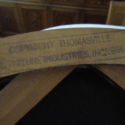 Six Upholstered Dining Chairs with Cane Backs Made by Thomasville- 4 are Side Chairs, 2 Have Arm Rests
