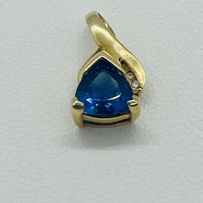 Lot 170: 14k GMA Yellow Gold & Tanzanite Pendant with 2 Diamond Chips