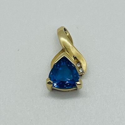 Lot 170: 14k GMA Yellow Gold & Tanzanite Pendant with 2 Diamond Chips