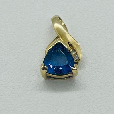 Lot 170: 14k GMA Yellow Gold & Tanzanite Pendant with 2 Diamond Chips
