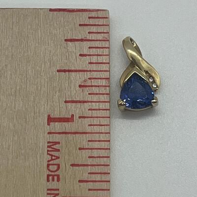 Lot 170: 14k GMA Yellow Gold & Tanzanite Pendant with 2 Diamond Chips