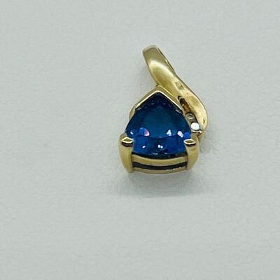 Lot 170: 14k GMA Yellow Gold & Tanzanite Pendant with 2 Diamond Chips