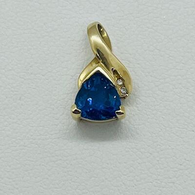 Lot 170: 14k GMA Yellow Gold & Tanzanite Pendant with 2 Diamond Chips