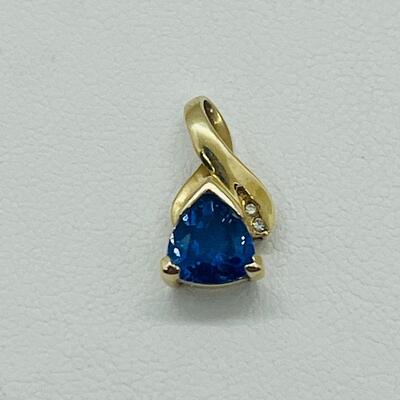 Lot 170: 14k GMA Yellow Gold & Tanzanite Pendant with 2 Diamond Chips