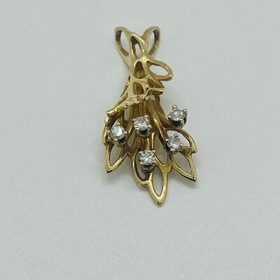 Lot 171: Vintage 14k Yellow Gold Bouquet of Diamonds