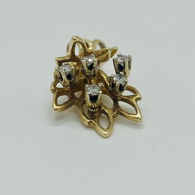 Lot 171: Vintage 14k Yellow Gold Bouquet of Diamonds