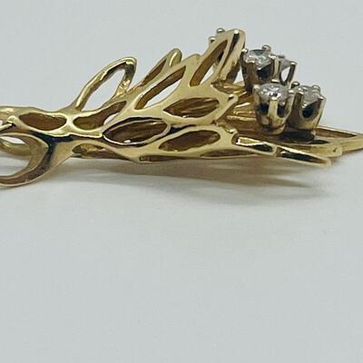 Lot 171: Vintage 14k Yellow Gold Bouquet of Diamonds