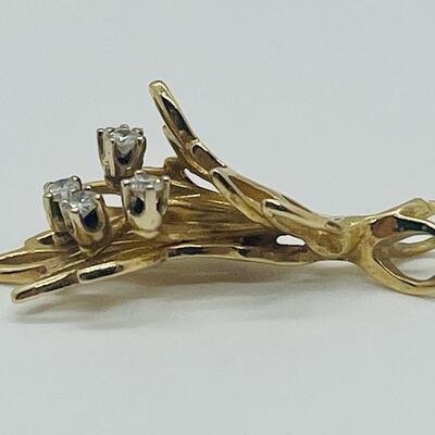 Lot 171: Vintage 14k Yellow Gold Bouquet of Diamonds