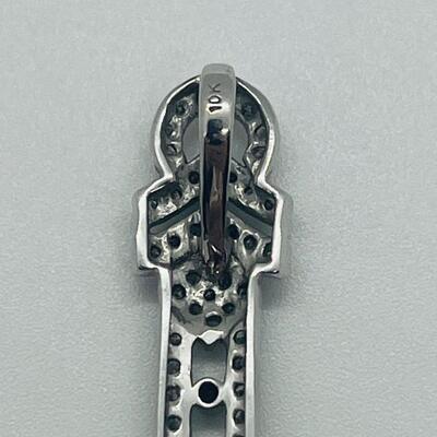Lot 172: Vintage 10k White Gold & Diamonds Bar Pendant
